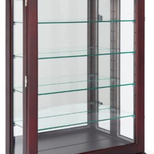 Displays2go 21" Countertop/Wall Mount Display Case, Adjustable Shelves, Locking - Mahogany (DCC2128MH2)