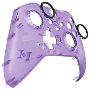 eXtremeRate Clear Atomic Purple Replacement Faceplate Cover for Xbox One Elite Controller Series 2 (Model 1797), Custom Front Housing Shell Case & Accent Rings for Xbox Elite Series 2 Core Controller