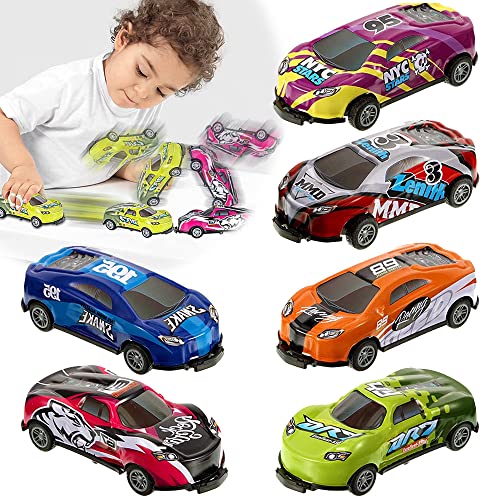 Children's Stunt Alloy Toy Car, 360° Flip Jumping Stunt Toy Cars Kids Stunt Alloy Car Set, Pull Back Catapult Toy Cars Mini Model Cars for Kids, Pull Back Vehicles Diecast Cars Models (6 Pcs/Set)