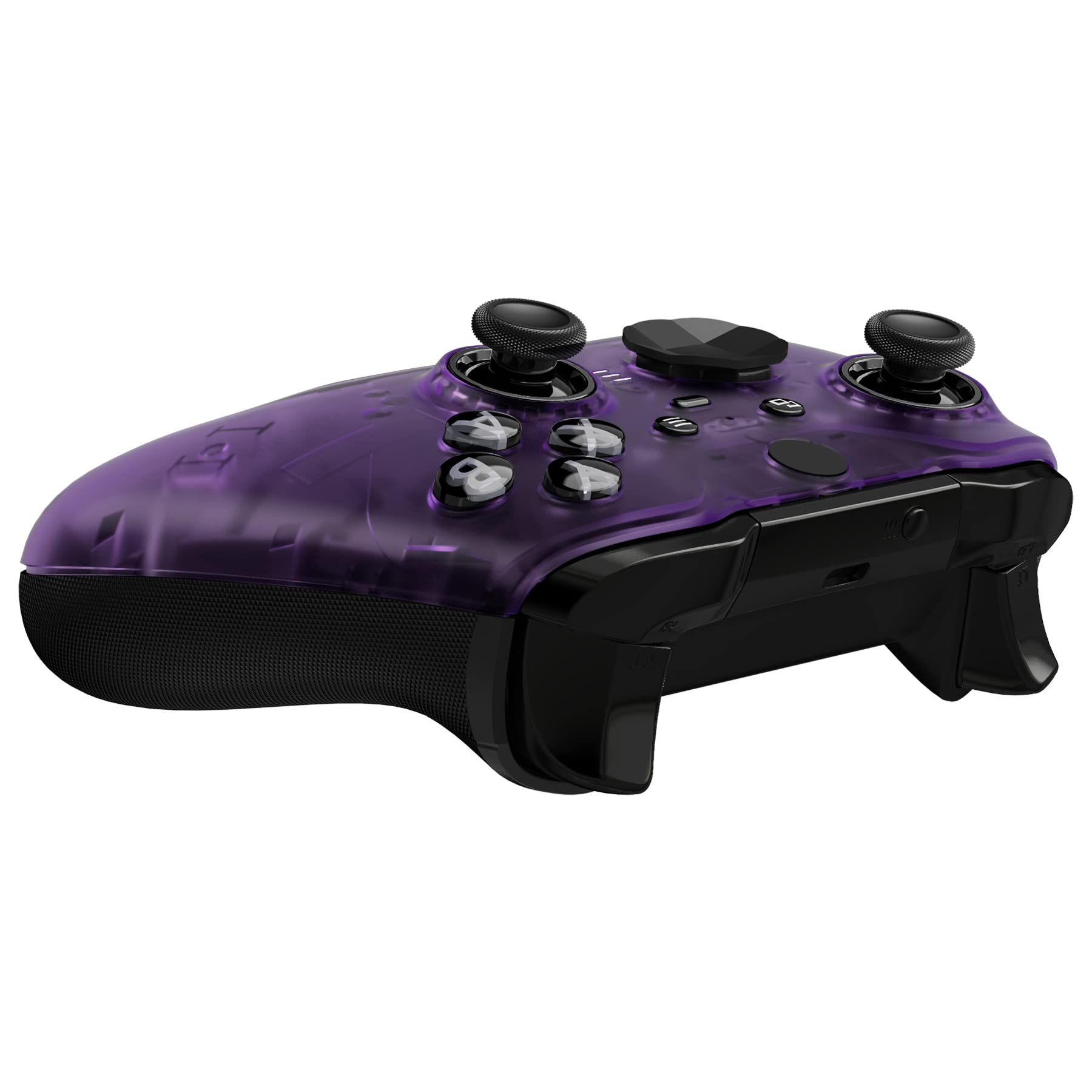 eXtremeRate Clear Atomic Purple Replacement Faceplate Cover for Xbox One Elite Controller Series 2 (Model 1797), Custom Front Housing Shell Case & Accent Rings for Xbox Elite Series 2 Core Controller