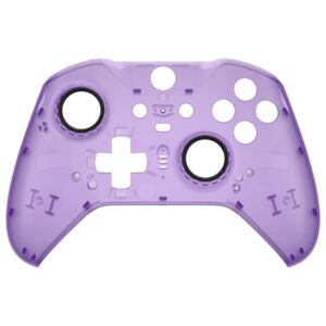 eXtremeRate Clear Atomic Purple Replacement Faceplate Cover for Xbox One Elite Controller Series 2 (Model 1797), Custom Front Housing Shell Case & Accent Rings for Xbox Elite Series 2 Core Controller