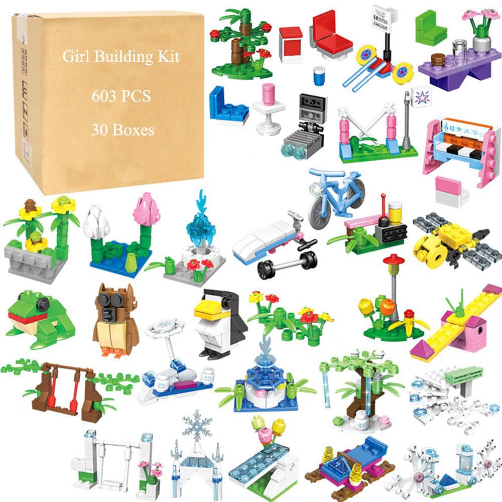 Ulanlan Girls Building Set for Age 6 Year Old Kids, STEM Toy Building Sets for Girls, Girls Building Block Construction Kits for Party Favors, Kids Prizes, Best Birthday Gift for Girls 30 Boxes