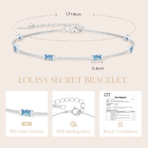 LOUISA SECRET Birthstone Bracelets for Women, 925 Sterling Silver Dainty Simple Women Charm Link Bracelet, Birthday Anniversary Jewelry Gifts for Women Wife Mom Her