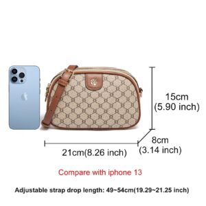 LAORENTOU Vegan Leather Small Crossbody Bag for Women PVC Checkered Purse Shoulder Crossbody Phone Bags (03 Light Brown)