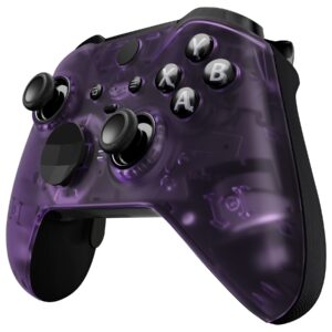 eXtremeRate Clear Atomic Purple Replacement Faceplate Cover for Xbox One Elite Controller Series 2 (Model 1797), Custom Front Housing Shell Case & Accent Rings for Xbox Elite Series 2 Core Controller