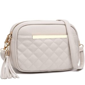 i ihayner cute little multiple pocket small crossbody bag for women quilted shoulder purse for ladies lightweight purse with tassel white