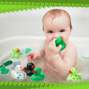 Jerify 2 Inch St. Patrick's Day Rubber Ducks Bulk Holiday Rubber Ducks 4 Styles Shamrock Cruise Ducks Baby Shower Duck Bath Pool Birthday Irish Kids Gifts for Party Favors Accessories(12 Pcs)