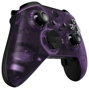 eXtremeRate Clear Atomic Purple Replacement Faceplate Cover for Xbox One Elite Controller Series 2 (Model 1797), Custom Front Housing Shell Case & Accent Rings for Xbox Elite Series 2 Core Controller