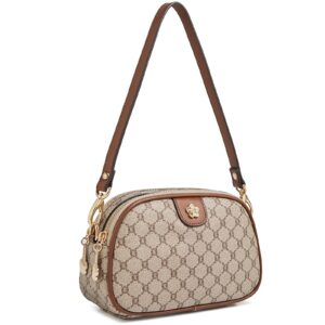 laorentou vegan leather small crossbody bag for women pvc checkered purse shoulder crossbody phone bags (03 light brown)