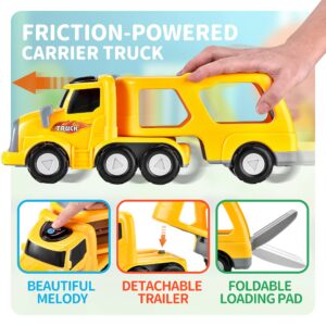 BELLOCHIDDO Toddler Toys Car for 2 3 4 5 6 Year Old Boys - STEM Educational Construction VehicleToys with Play Map - Transport Carrier Truck for Kids with Light Sound, Gift Car Toys for Toddlers 1-3