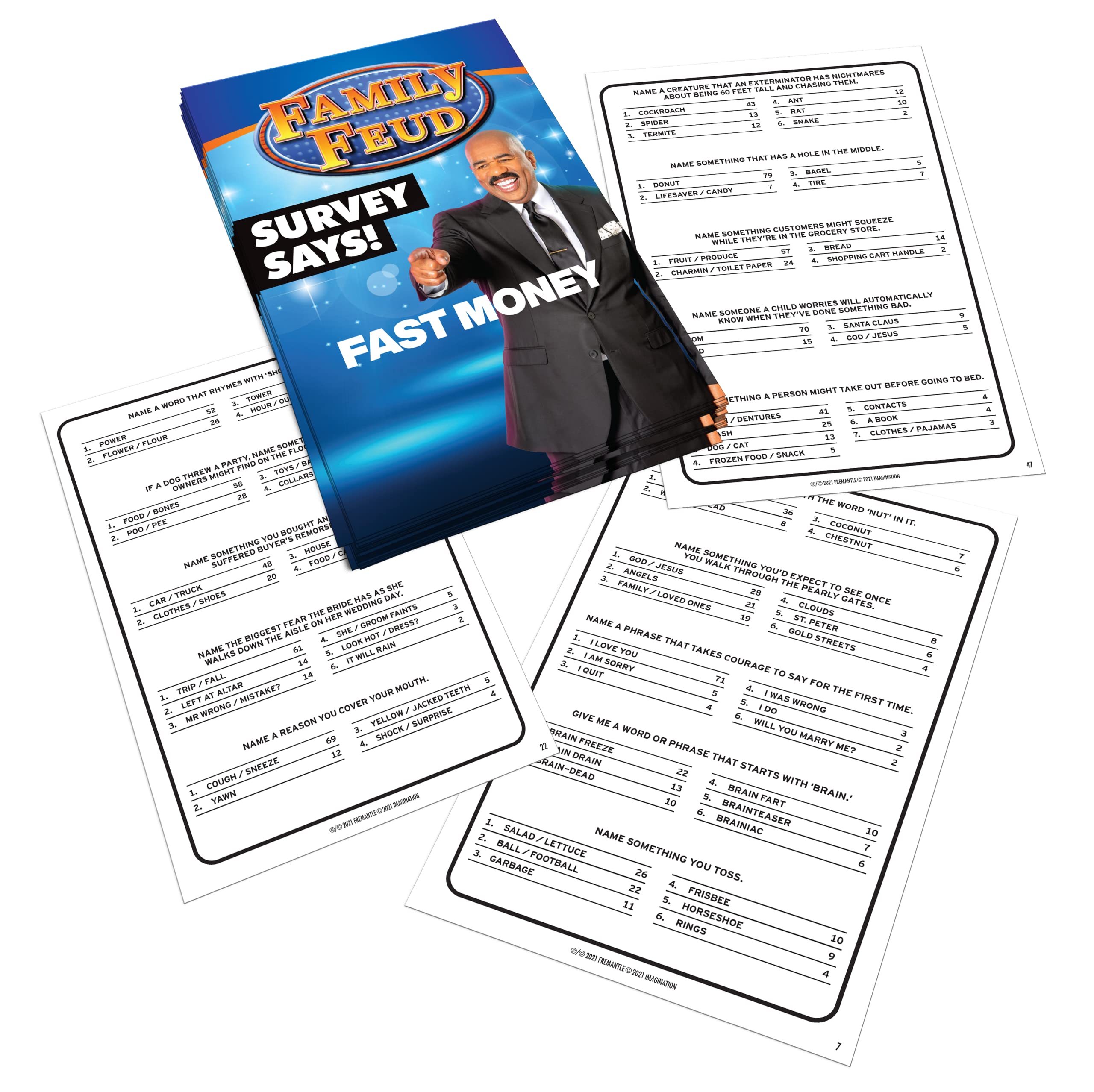 Family FEUD Survey Says Edition Card Game, Complete with Hundreds of Questions, 150 Question Cards, 50 Fast Money Cards, Complementary App with Sound Effects from The Show For 3 Players