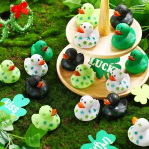 Jerify 2 Inch St. Patrick's Day Rubber Ducks Bulk Holiday Rubber Ducks 4 Styles Shamrock Cruise Ducks Baby Shower Duck Bath Pool Birthday Irish Kids Gifts for Party Favors Accessories(12 Pcs)