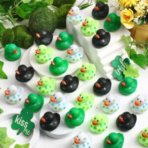 Jerify 2 Inch St. Patrick's Day Rubber Ducks Bulk Holiday Rubber Ducks 4 Styles Shamrock Cruise Ducks Baby Shower Duck Bath Pool Birthday Irish Kids Gifts for Party Favors Accessories(12 Pcs)