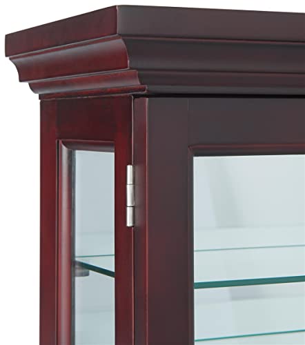 Displays2go 34" Countertop/Wall Mount Display Case, Adjustable Shelves, Locking - Mahogany (DCC3422MH2)