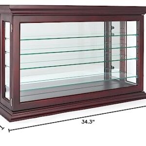 Displays2go 34" Countertop/Wall Mount Display Case, Adjustable Shelves, Locking - Mahogany (DCC3422MH2)