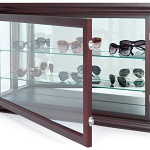 Displays2go 34" Countertop/Wall Mount Display Case, Adjustable Shelves, Locking - Mahogany (DCC3422MH2)