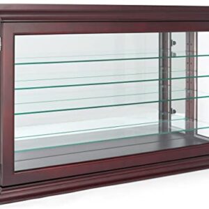 Displays2go 34" Countertop/Wall Mount Display Case, Adjustable Shelves, Locking - Mahogany (DCC3422MH2)