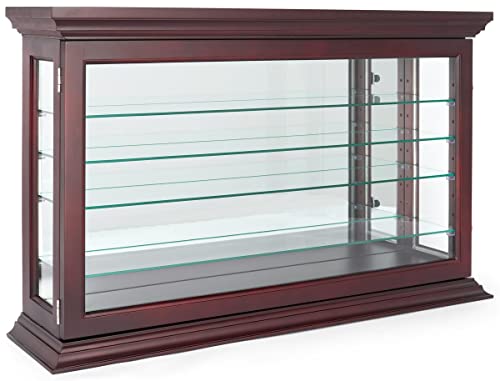 Displays2go 34" Countertop/Wall Mount Display Case, Adjustable Shelves, Locking - Mahogany (DCC3422MH2)