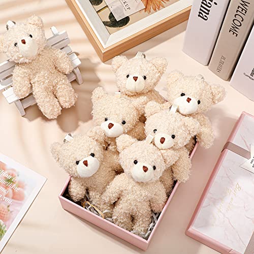 HyDren 40 Pcs Mini Bear Toy 4.7 Inch Stuffed Tiny Bear Christmas Party Gift Soft Bear Keychain Mini Stuffed Animal Small Plush Bear Jointed Bear Doll for Kids DIY Keychain Party Favor(Simple Style)