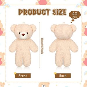 HyDren 40 Pcs Mini Bear Toy 4.7 Inch Stuffed Tiny Bear Christmas Party Gift Soft Bear Keychain Mini Stuffed Animal Small Plush Bear Jointed Bear Doll for Kids DIY Keychain Party Favor(Simple Style)