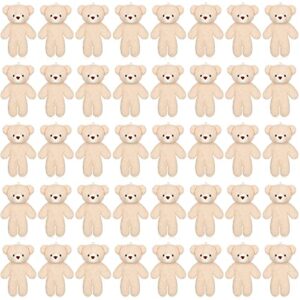 HyDren 40 Pcs Mini Bear Toy 4.7 Inch Stuffed Tiny Bear Christmas Party Gift Soft Bear Keychain Mini Stuffed Animal Small Plush Bear Jointed Bear Doll for Kids DIY Keychain Party Favor(Simple Style)