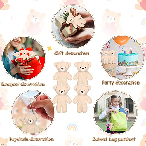 HyDren 40 Pcs Mini Bear Toy 4.7 Inch Stuffed Tiny Bear Christmas Party Gift Soft Bear Keychain Mini Stuffed Animal Small Plush Bear Jointed Bear Doll for Kids DIY Keychain Party Favor(Simple Style)