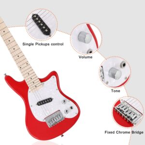 Ktaxon 30" Electric Guitar Kids Guitar Beginner Electric Guitar Kit with 5-watt Amp, Portable Bag, Adjustable Shoulder Strap, Plectrum, Power Wire and Wrench Tool(Red)