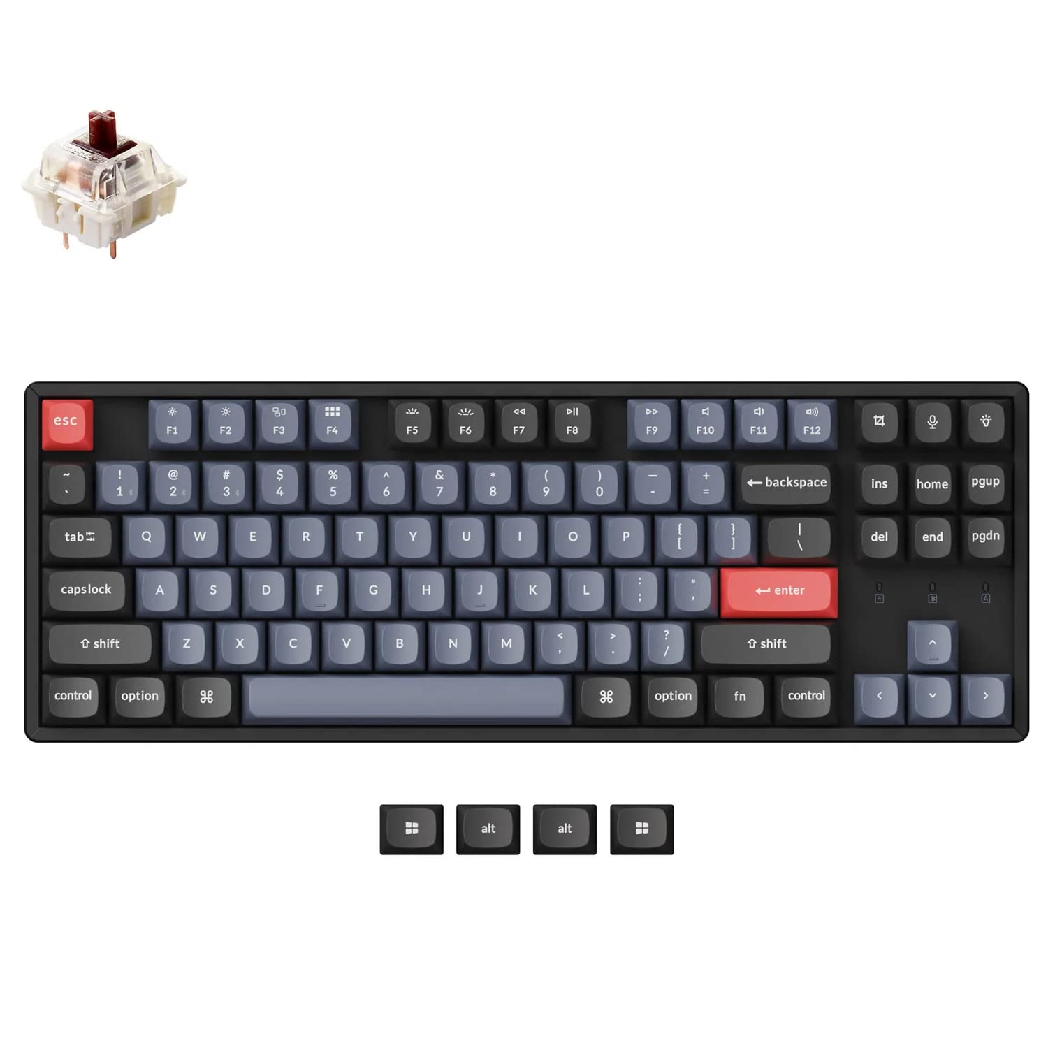 Keychron K8 Pro QMK/VIA Wireless Mechanical Keyboard, Hot-Swappable Aluminum Frame TKL Custom Programmable Keyboard with RGB Backlit, Gateron G Pro Brown Switch for Mac Windows Linux