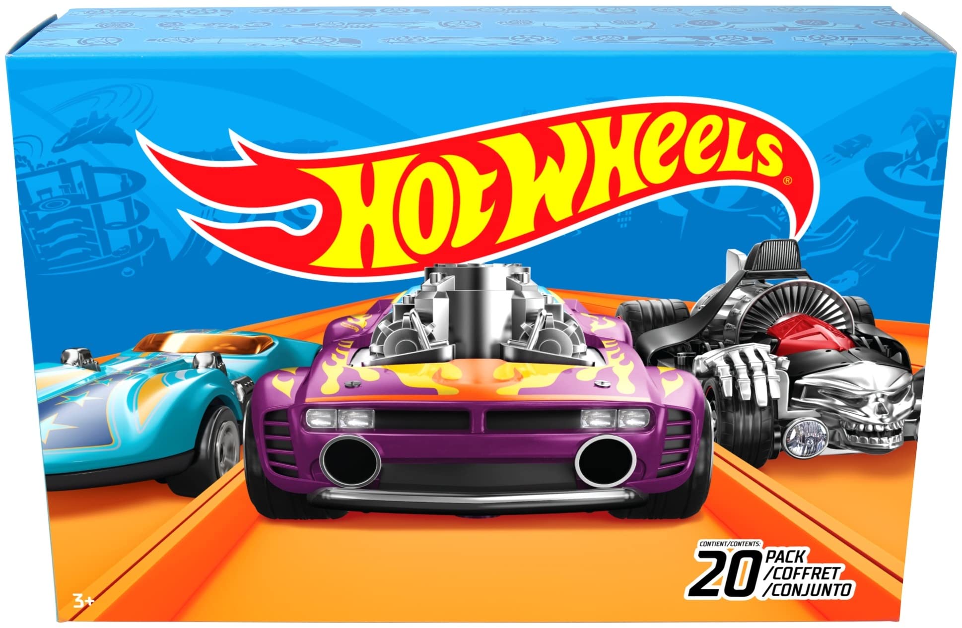 Hot Wheels Super Speed Blastway Track Set with 1:64 Scale Toy Trucks and Cars 20-Pack and 10-Pack Toy Cars(Styles May Vary)