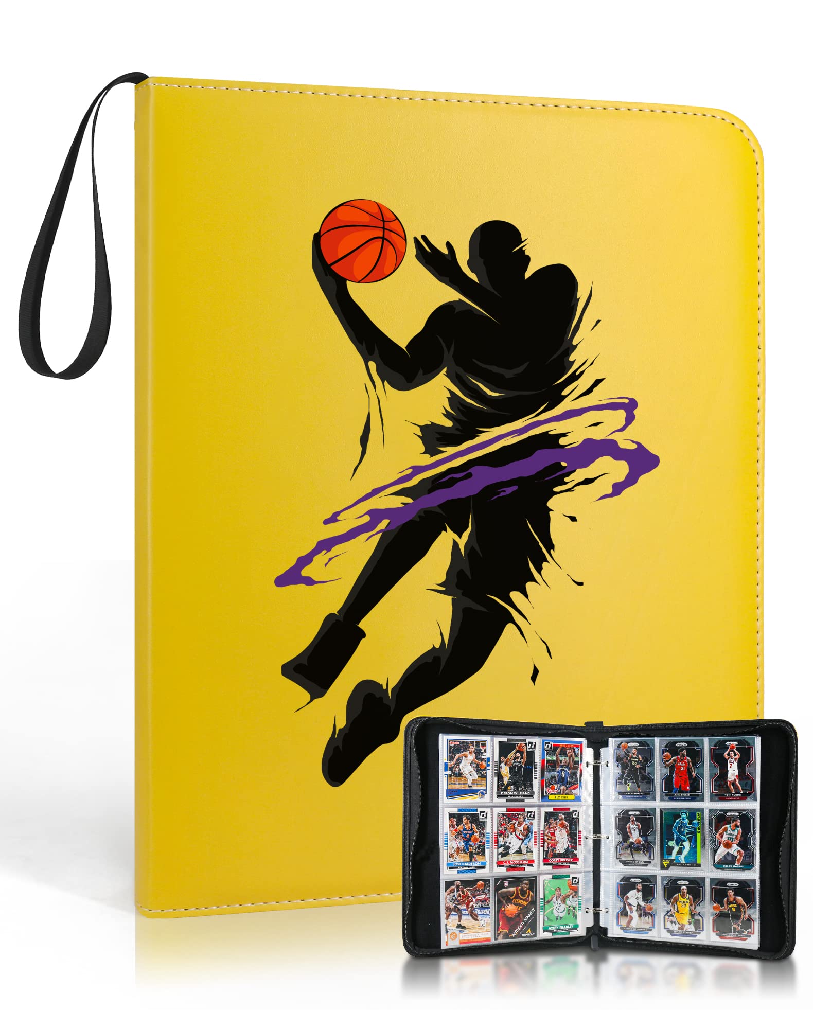 Basketball Trading Card Binder, Fit 900 Sport Cards 3 Ring Binder Book with 50 Binder Sheets, 9 Pocket Card Sleeves Album for Birthday Christmas New Year Gift for All Cards Collectors (BSK001)