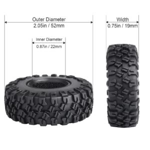 HobbyPark Soft Rubber SCX24 Tires 1.0 Rock Crawler for 1/18 TRX4M Axial SCX24 Gladiator Bronco C10 JLU Deadbolt B17 Betty 1/18 1/24 RC Crawler Car, 4PCS (52x20mm)