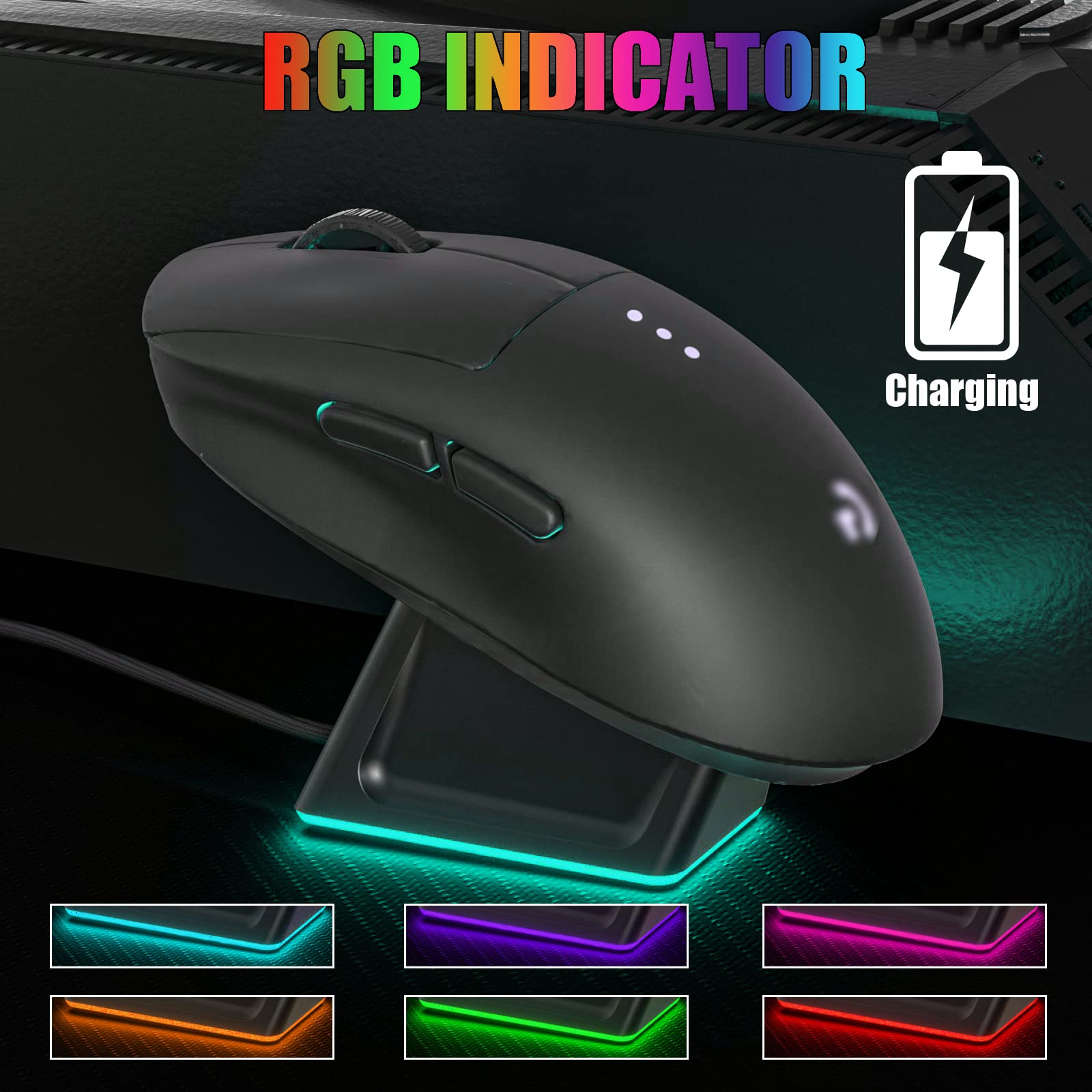 Upgraded Charging Dock with RGB Indicator Compatible with Logitech G502 X Lightspeed G Pro x Superlight Wireless Gaming Mouse,4.9Ft USB Charger Cable Stand fits for Logitech G502/G703/G903 X Game Mice