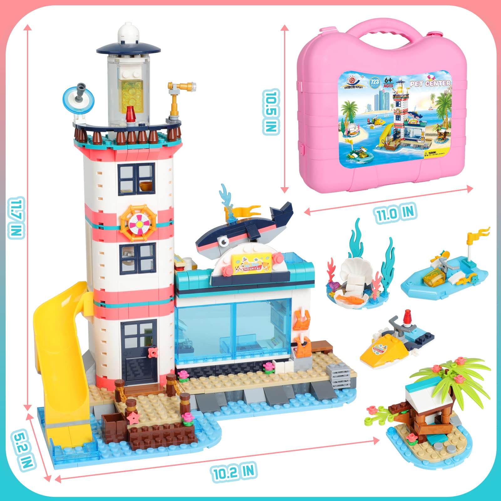 VIOSEBN Friends Lighthouse Rescue Center Building Kit, Pet Day Care Center Building Blocks Sets for Kids Boys Girls 6-12 Years (723 Pieces)