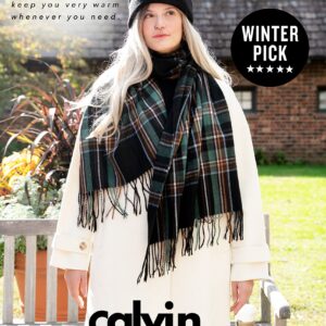 CALVIN & OLIVIA Women's Fall Winter Scarf Thick Classic Plaid Scarf Wrap Warmth Soft Oversized Cashmere Feel Scarves Amazing Tartan Black Green