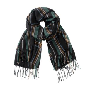 CALVIN & OLIVIA Women's Fall Winter Scarf Thick Classic Plaid Scarf Wrap Warmth Soft Oversized Cashmere Feel Scarves Amazing Tartan Black Green