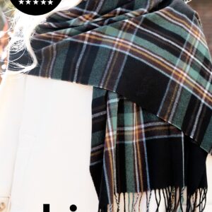 CALVIN & OLIVIA Women's Fall Winter Scarf Thick Classic Plaid Scarf Wrap Warmth Soft Oversized Cashmere Feel Scarves Amazing Tartan Black Green