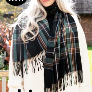 CALVIN & OLIVIA Women's Fall Winter Scarf Thick Classic Plaid Scarf Wrap Warmth Soft Oversized Cashmere Feel Scarves Amazing Tartan Black Green