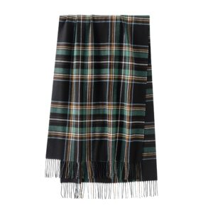 CALVIN & OLIVIA Women's Fall Winter Scarf Thick Classic Plaid Scarf Wrap Warmth Soft Oversized Cashmere Feel Scarves Amazing Tartan Black Green