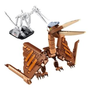 General Jim's Dinosaur Set Pterodactyl and Fossil with Display Stand 2 in 1 Posable Building Blocks Toy Bricks Set - for Teens and Adults