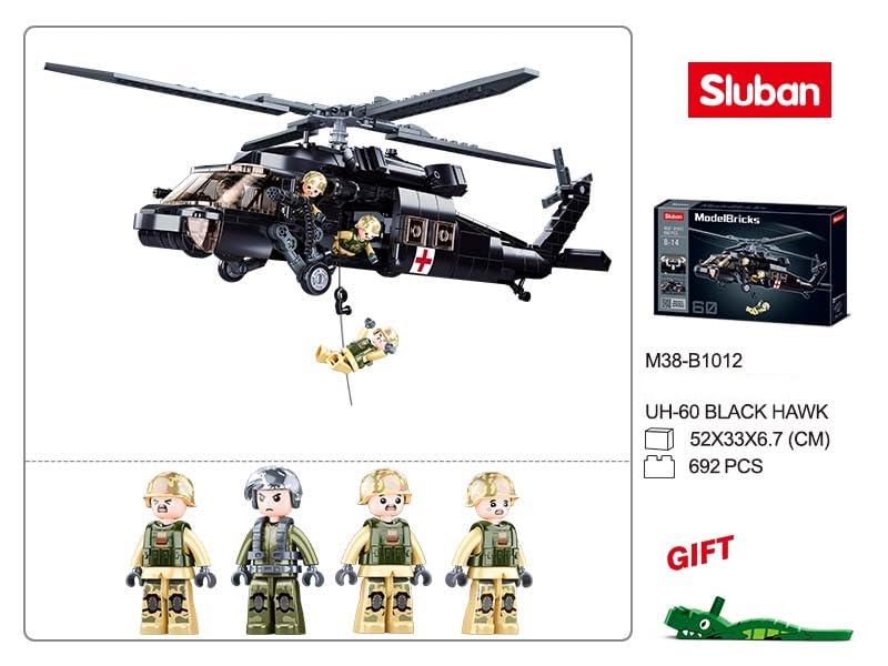 Sluban Modelbricks-Uh-60 Black Hawk 692Pcs 8+