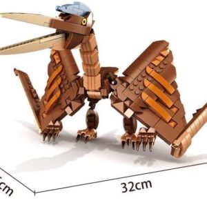 General Jim's Dinosaur Set Pterodactyl and Fossil with Display Stand 2 in 1 Posable Building Blocks Toy Bricks Set - for Teens and Adults