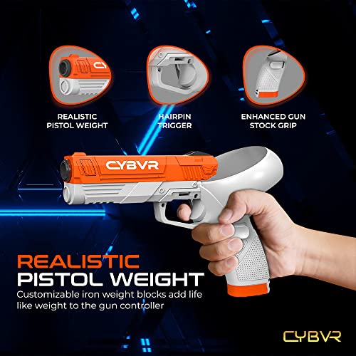 CYBVR Weighted Gun Stock Pistol Grip for the Meta Quest 2, Meta Quest 2 Accessories, Customizable Pistol Weight Feels Real in FPS Games, Oculus Quest 2 Accessories for Games Like Pistol Whip, SuperHot