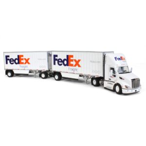 Diecast Masters 1/50 Limited Edition FedEx Peterbilt 579 Single Axle Day Cab w/ 2 Wabash 28’ Pup Trailers 65190