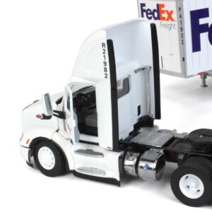 Diecast Masters 1/50 Limited Edition FedEx Peterbilt 579 Single Axle Day Cab w/ 2 Wabash 28’ Pup Trailers 65190