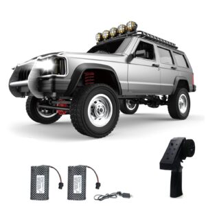 GoolRC RC Rock Crawler, 1:12 Scale Remote Control Car, 2.4Ghz 4WD Off Road RC Truck, All Terrains Climbing Vehicle, RC Car Gifts for Kids and Adults, Include 2 Batteries (Silver)