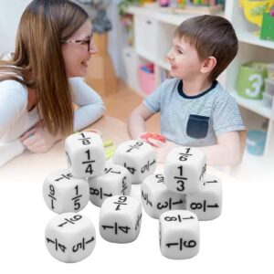 Fractional Number Dice, 20 PCS Intelligence Development White Fraction Dice for Children Toys