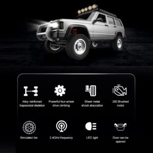 GoolRC RC Rock Crawler, 1:12 Scale Remote Control Car, 2.4Ghz 4WD Off Road RC Truck, All Terrains Climbing Vehicle, RC Car Gifts for Kids and Adults, Include 2 Batteries (Silver)