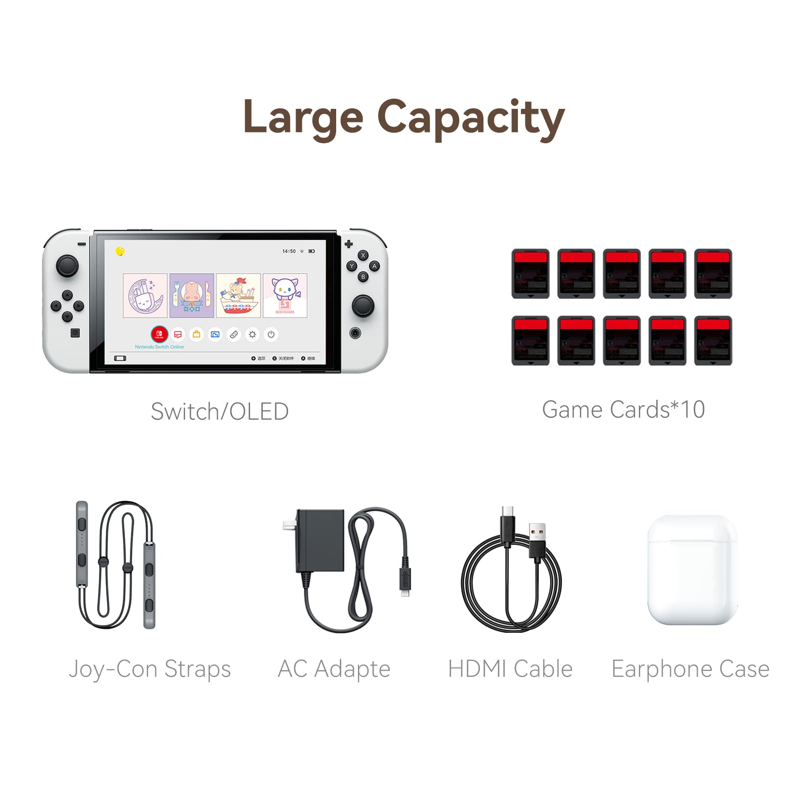 GeekShare Vintage Carry Case Compatible with Nintendo Switch/Switch OLED - Portable Hardshell Travel Carrying Case fit Switch Console with Acrylic Strap