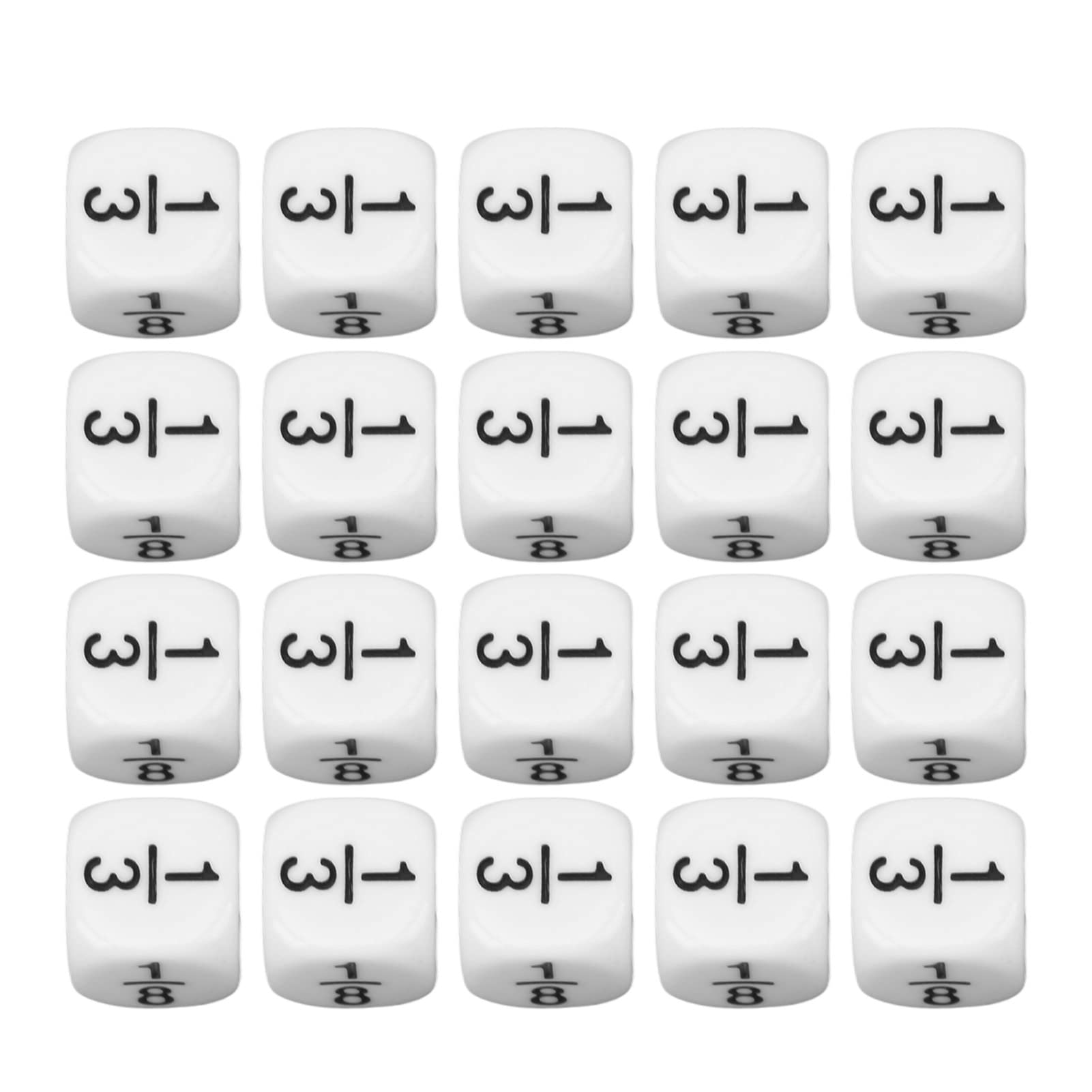 Fractional Number Dice, 20 PCS Intelligence Development White Fraction Dice for Children Toys