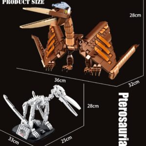 General Jim's Dinosaur Set Pterodactyl and Fossil with Display Stand 2 in 1 Posable Building Blocks Toy Bricks Set - for Teens and Adults